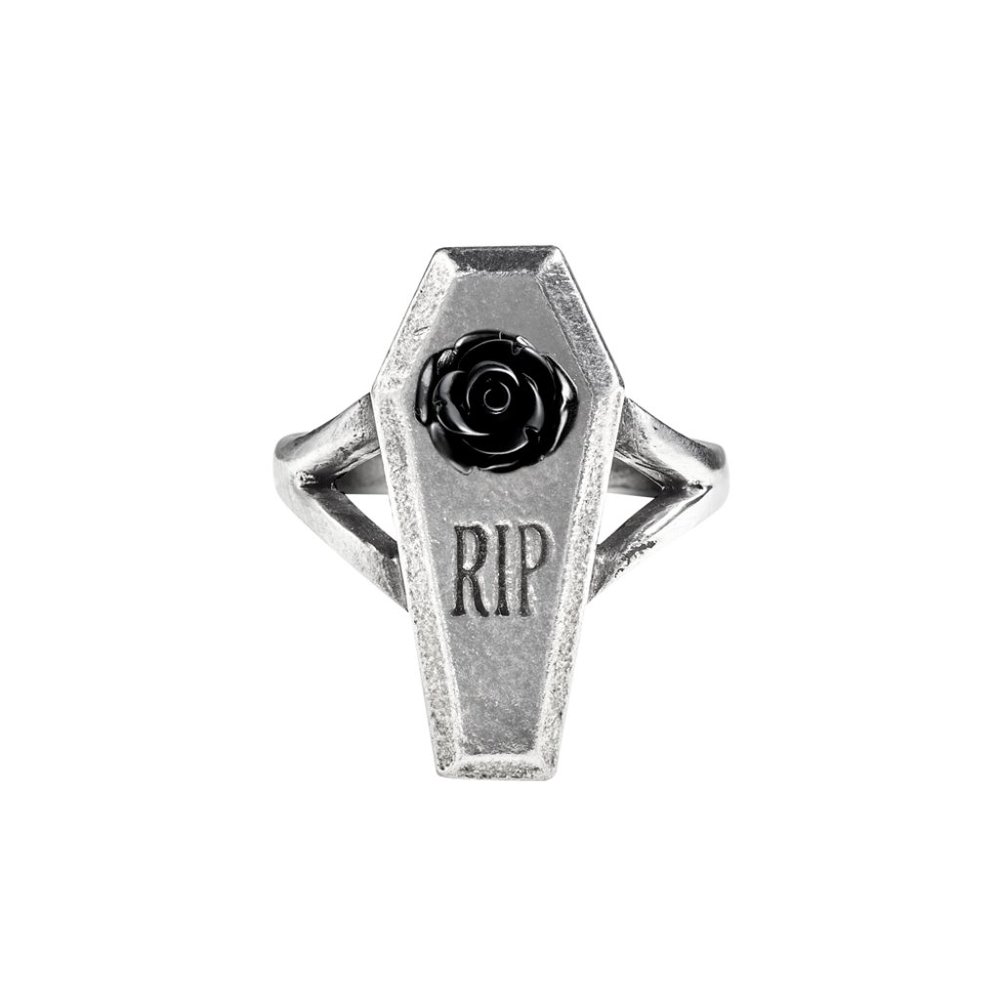 Alchemy Gothic RIP Rose Casket Ring Sizes 6-9.5 - Picture 2 of 6